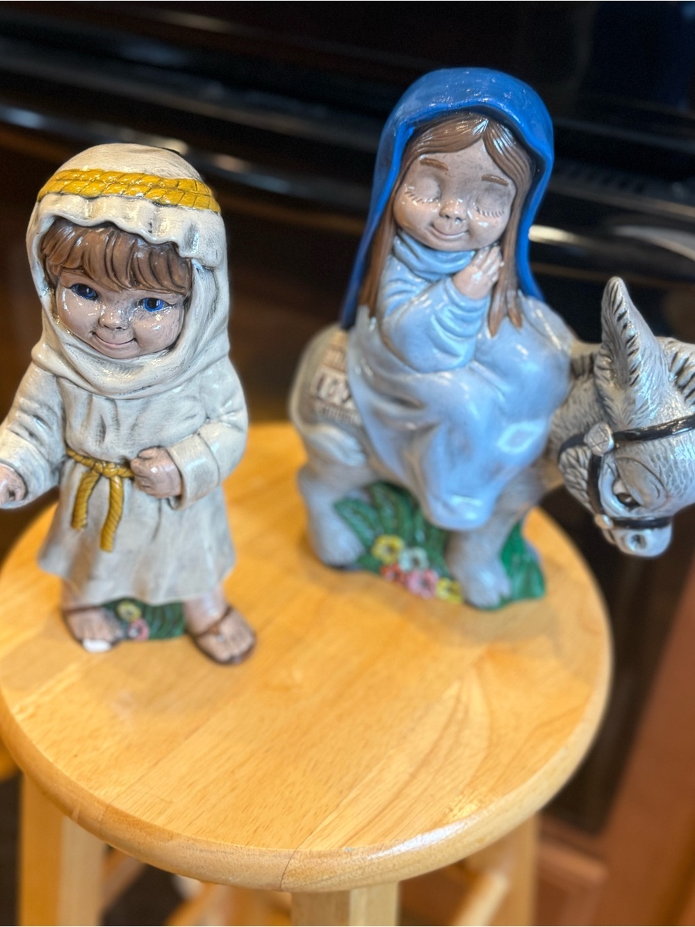 Vintage Virgin Mary riding a donkey